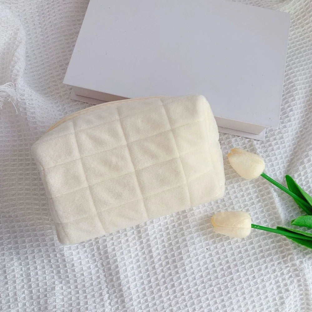 Pochette Cosmétiques en Peluche Douce — Organisateur Voyage Couleur Unie Femme