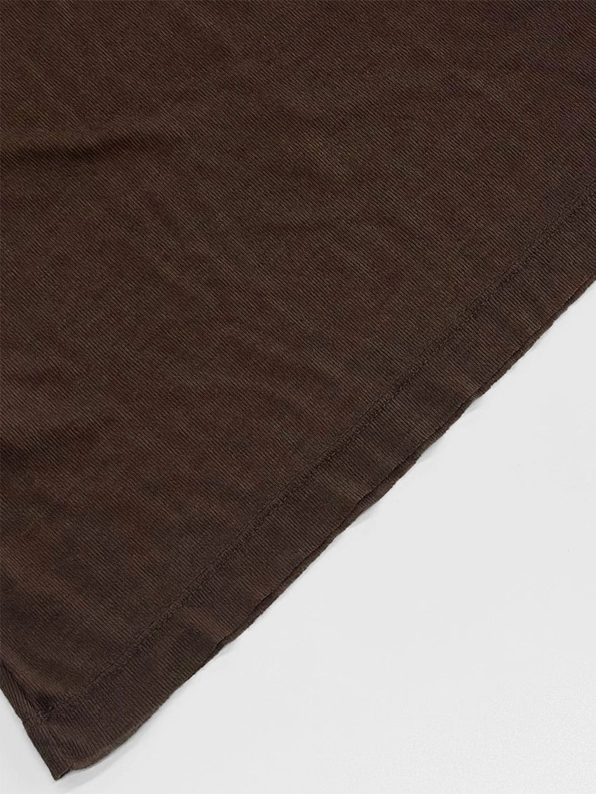 T-shirt femme mince marron 2026 — décontracté, col rond, manches longues, élégant, simple