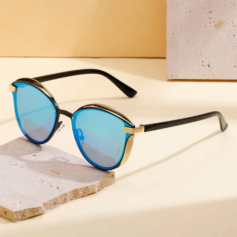 Gafas de sol polarizadas de lujo para mujer, redondas, para mujer, lentes de sol para mujer