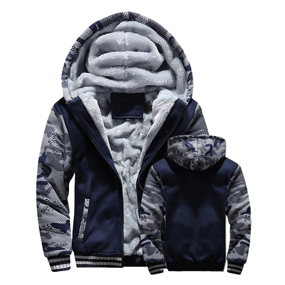 Chaqueta de invierno para hombre, abrigo cálido y grueso de forro polar, chaqueta con cremallera, sudadera con capucha informal, ropa deportiva, sudadera con capucha de manga larga para deportes, sudadera con capucha