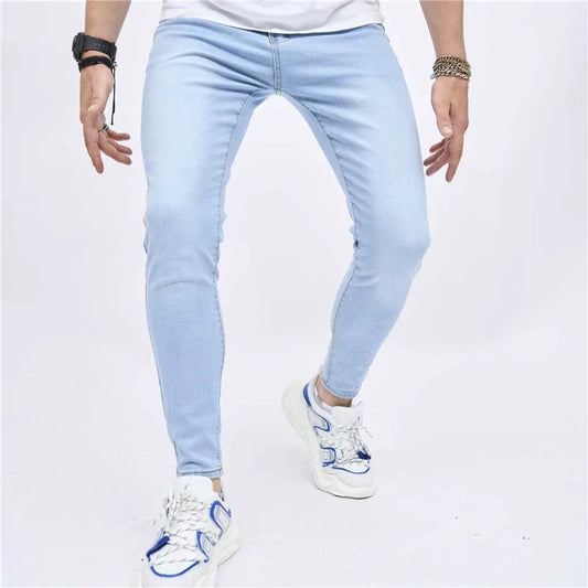 2025 Men's Classic Advanced Pencil Jeans Men's Soft Stretch Black Biker Masculino Slim Fit Denim Solid Casual Pants