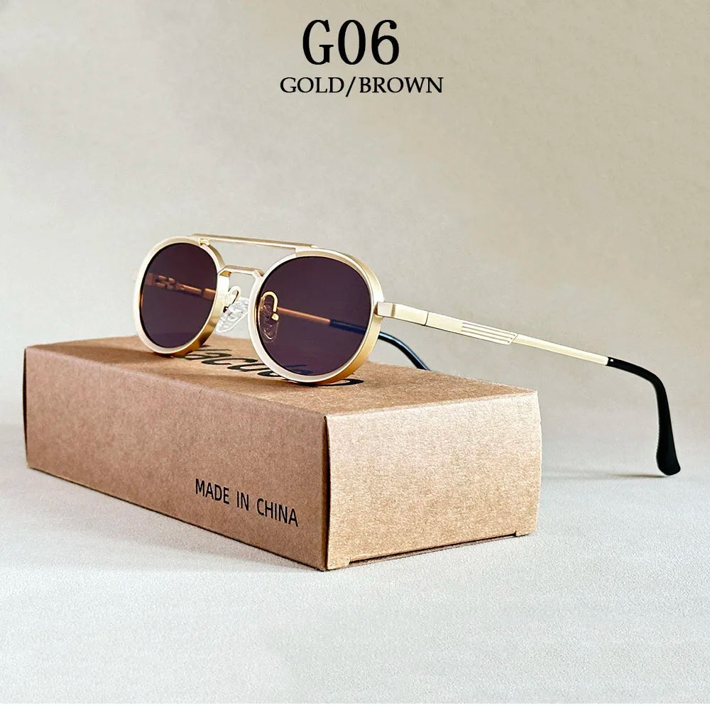 Lunettes de soleil ovales pour hommes et femmes — mode, vintage, Steampunk, 2025