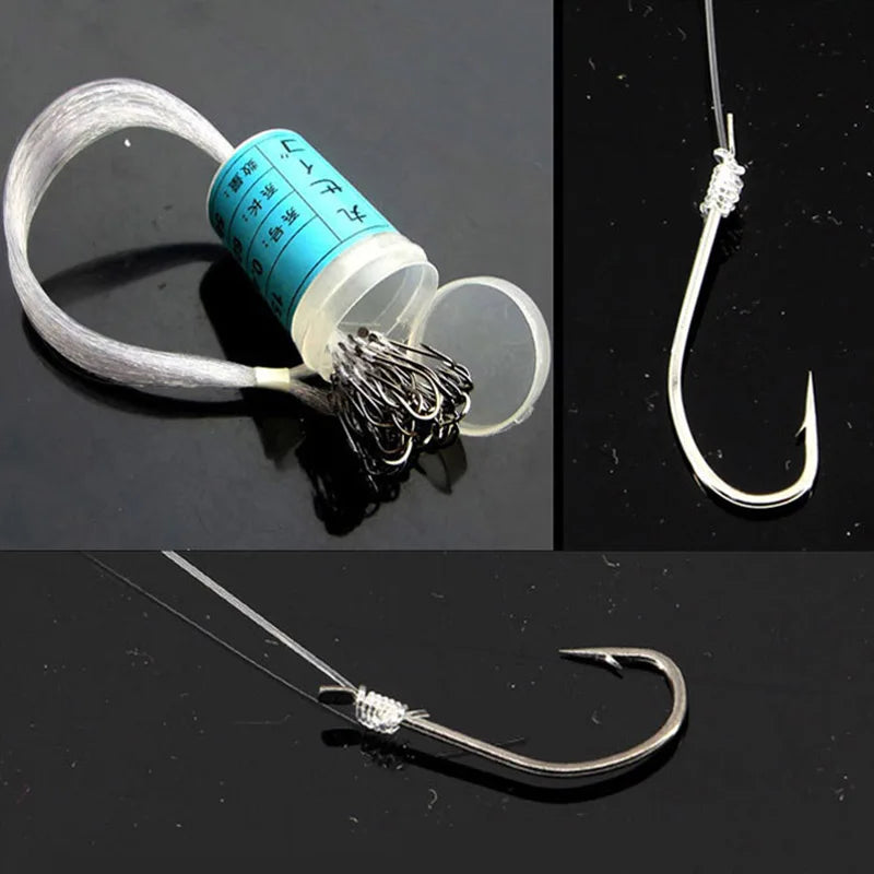 Canne de pêche avec épines liées avec fil, crochet Maruki, outils de pêche, 50 pièces