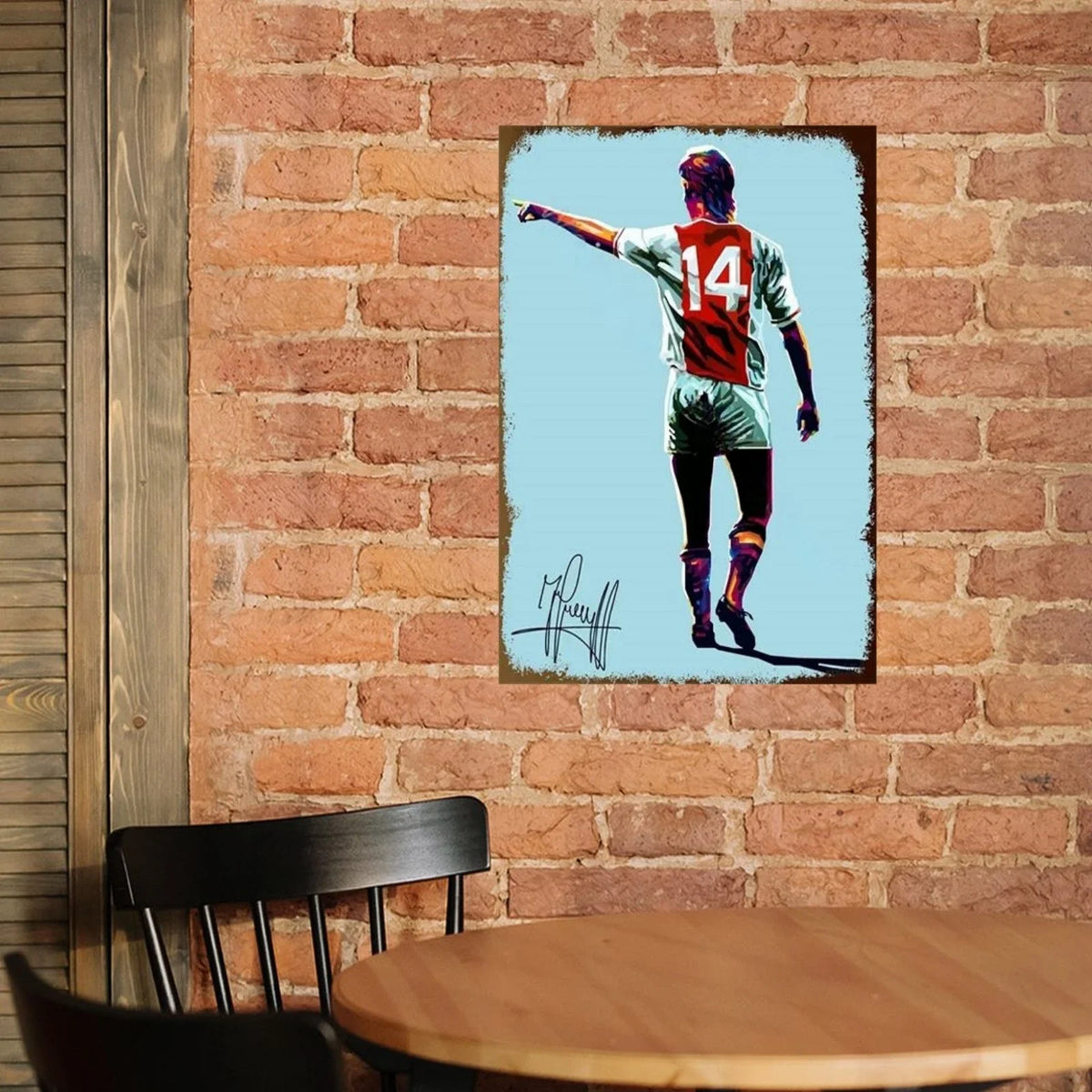 Affiche Métal Aluminium Étoile Football — Décoration Murale Bar, Club & Salon