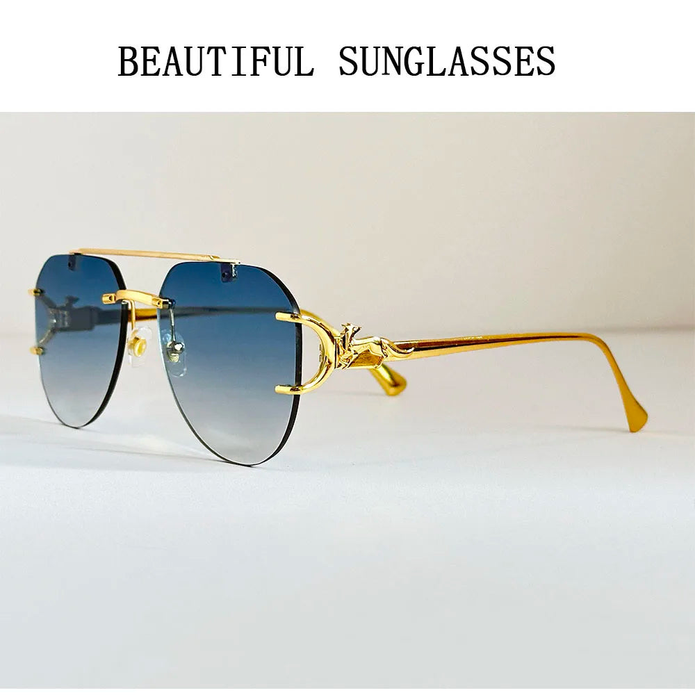 Lunettes de soleil femmes sans monture ovale — mode, vintage, 2025