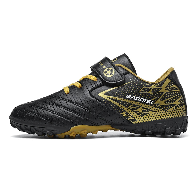 Sxfdneay Chaussures de Football Futsal Enfant Garçon — Cuir Verni, Semelle TPR, Intérieur