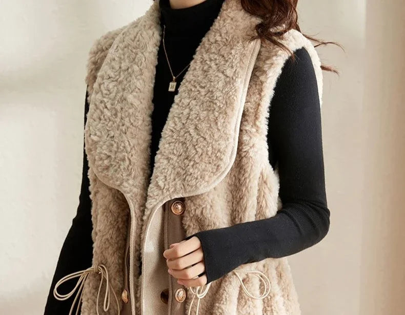 Gilets en peluche d'agneau pour femmes — automne, élégants, nouvelle collection