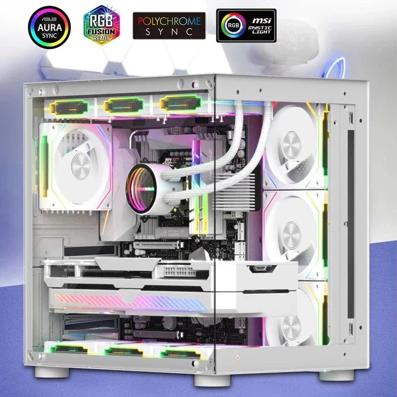 Ventilateur de boîtier PC ARGB LDPCSJ Prism 4RS 120 mm avec design miroir infini, synchronisation avec la carte mère, ventilateur de refroidissement CPU PWM 4 broches