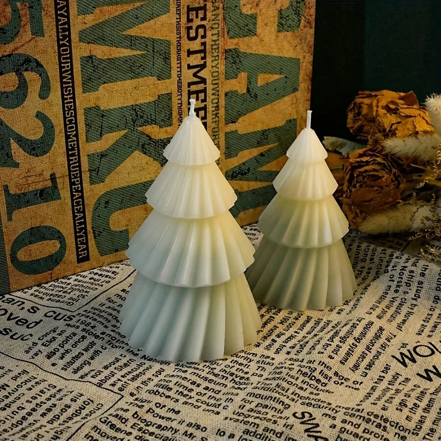 Molde de silicona para velas de árbol de Navidad, bricolaje, yeso, cemento, forma de árbol de Navidad, resina de silicona
