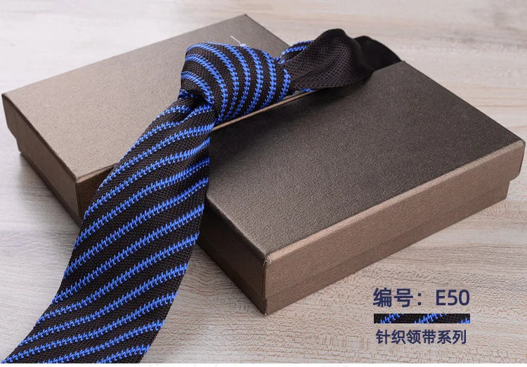 Corbatas de punto retro con rayas para hombres, estilo británico informal, formal de negocios, azul marino, rojo, marrón, corbatas hechas a mano, corbatín para esmoquin