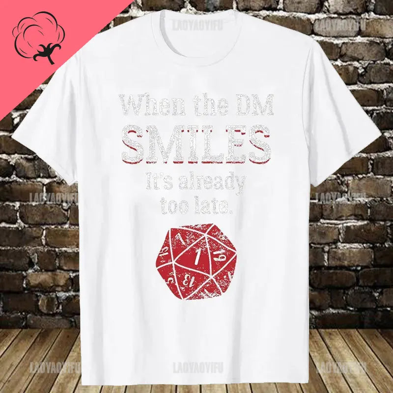 T-shirt rétro en coton pour homme — streetwear, vintage, gamer, donjons, dés, dragon, cadeaux été