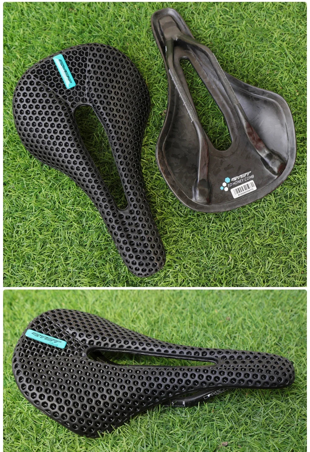 Selle vélo carbone 3D imprimée 140mm — rail rond, super légère, route, VTT, course