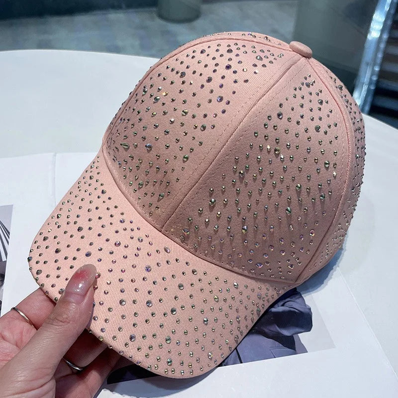 Casquette de Baseball en strass pour hommes et femmes, en coton, diamants, Snapback Hip Hop, visière extérieure, chapeaux de soleil
