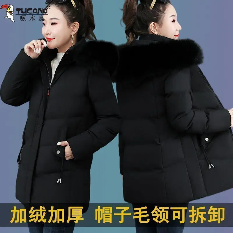 Veste à capuche en coton Smile pour femme, manteau d'optique, parkas chaudes en fourrure, coupe-vent, super chaud, vêtements pour femmes, hiver