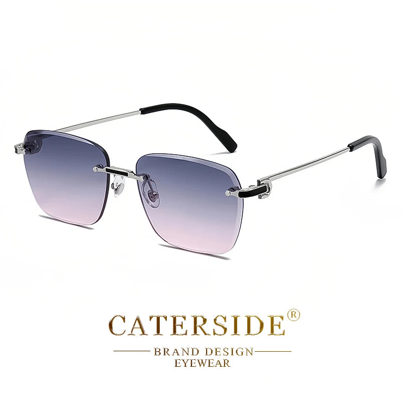 CATERSIDE nuevas gafas de sol sin montura, gafas de sol degradadas para hombre, gafas de sol retro de negocios para mujer, UV400, gafas de sol para hombre