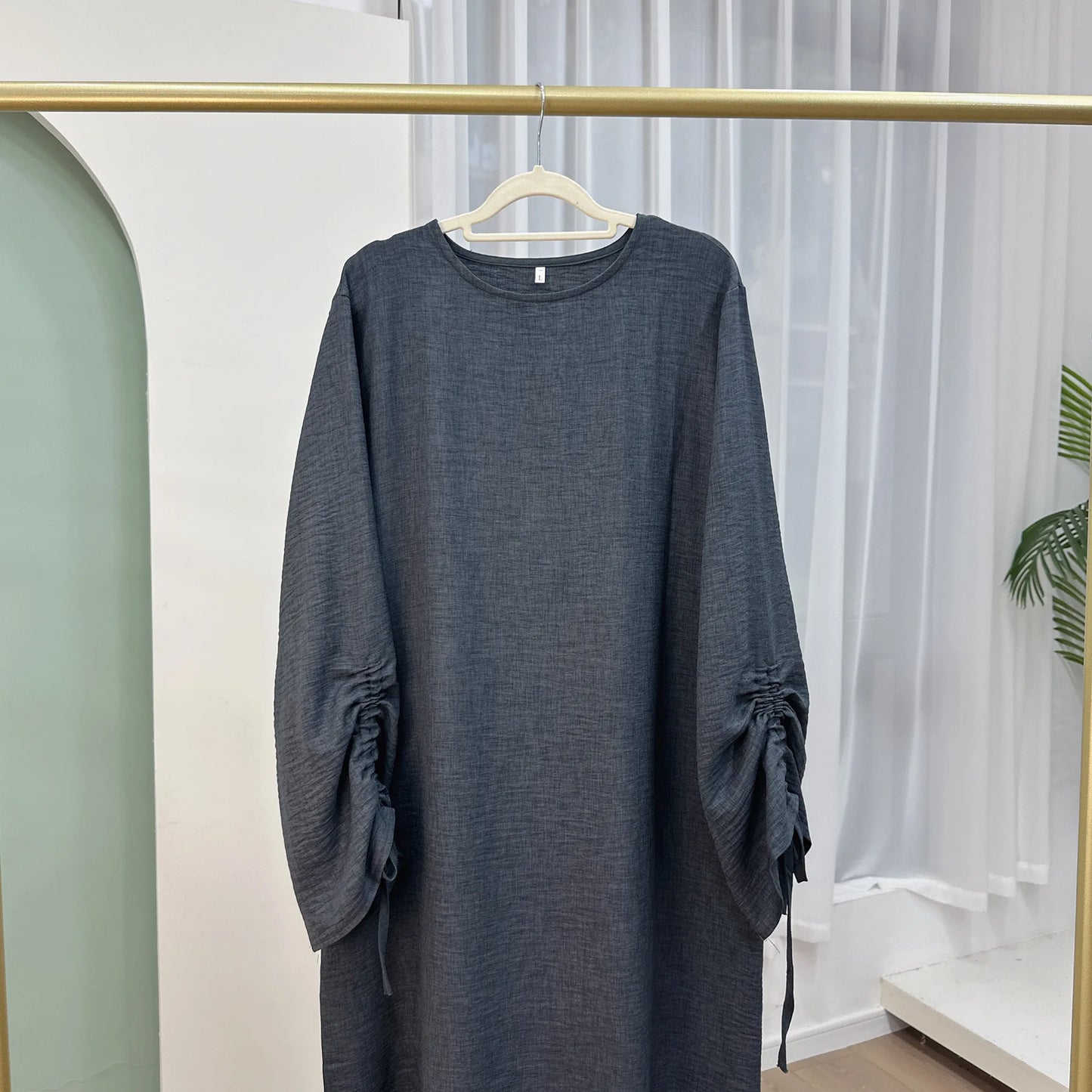 Robe modeste pour femmes musulmanes, arabie saoudite, Eid dubaï, Abaya uni, fête de vacances islamique, couleur unie, turquie, poignets à lacets, vêtements longs, 2024