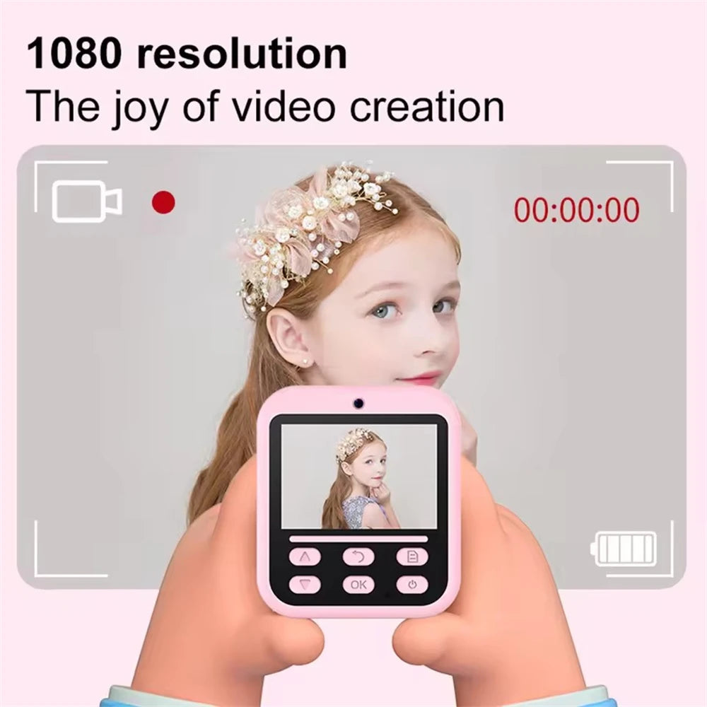 HD Instant Digital Camera, Portable Digital Camera with Instant Photo Printing, 2.4 Inch, for Girls and Boys, Birthday Gifts