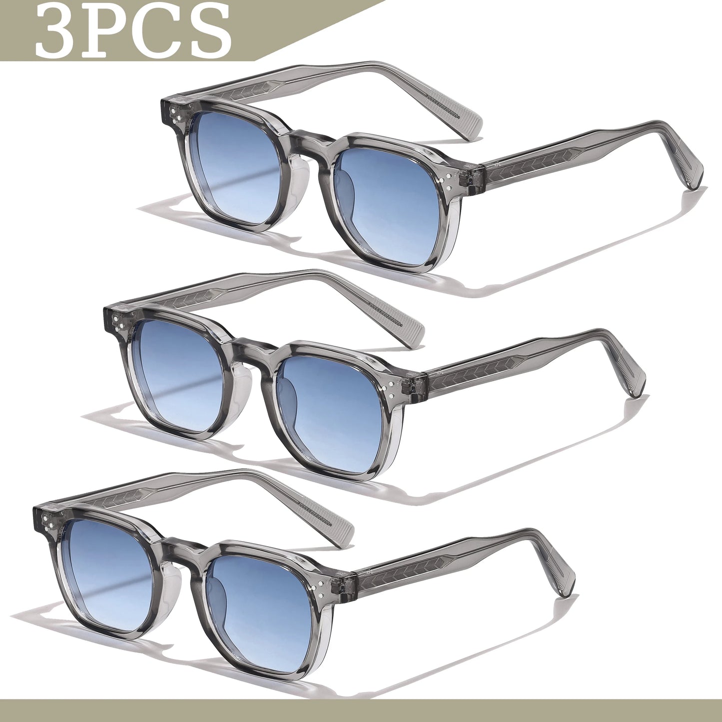 Lunettes de soleil carrées rétro pour hommes — mode punk, femmes, voyage, UV400, lot 1/2/3 pièces