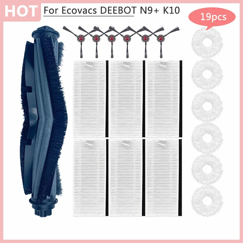 Main Brush Cover for Ecovacs DEEBOT N9 + K10 Yeedi Robot Vacuum Cleaner, Dust Box, Hepa Filter, Mop Cloth Module, Home Accessories