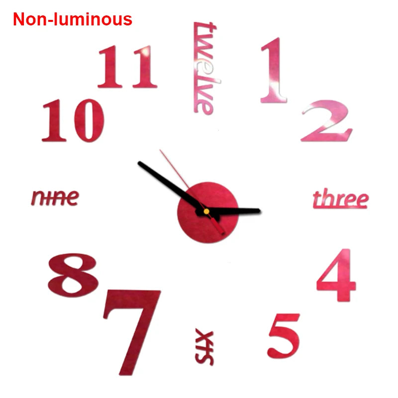 Wall clock DIY Luminous Wall Clock Quartz Watch Acrylic Mirror Stickers Wall Clock Wall Decoration Hot Home Decoration
