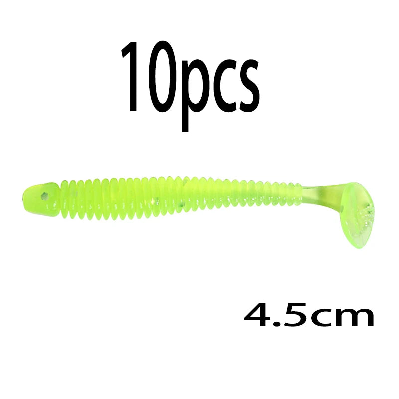 Leurre souple en silicone 4,5 cm avec queue en T — nageur, pêche carpe, black-bass, brochet