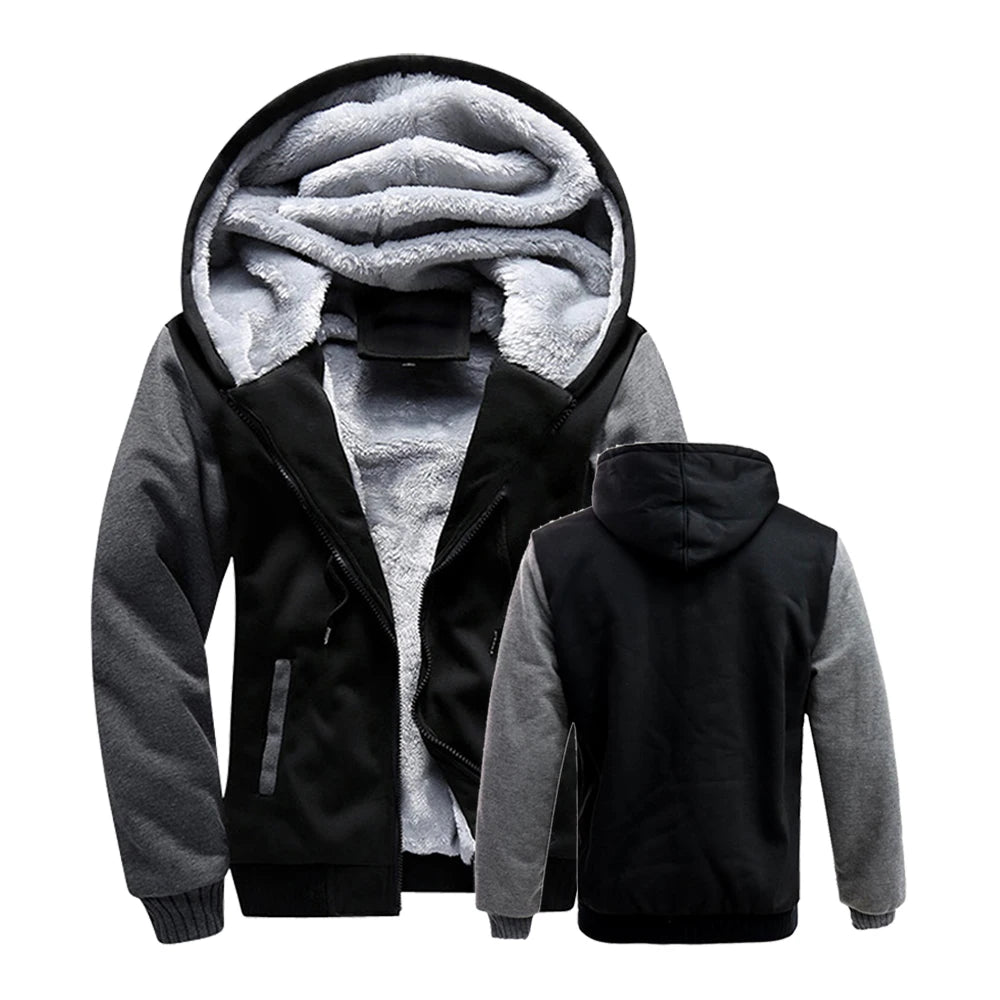 Chaqueta de invierno para hombre, abrigo cálido y grueso de forro polar, chaqueta con cremallera, sudadera con capucha informal, ropa deportiva, sudadera con capucha de manga larga para deportes, sudadera con capucha