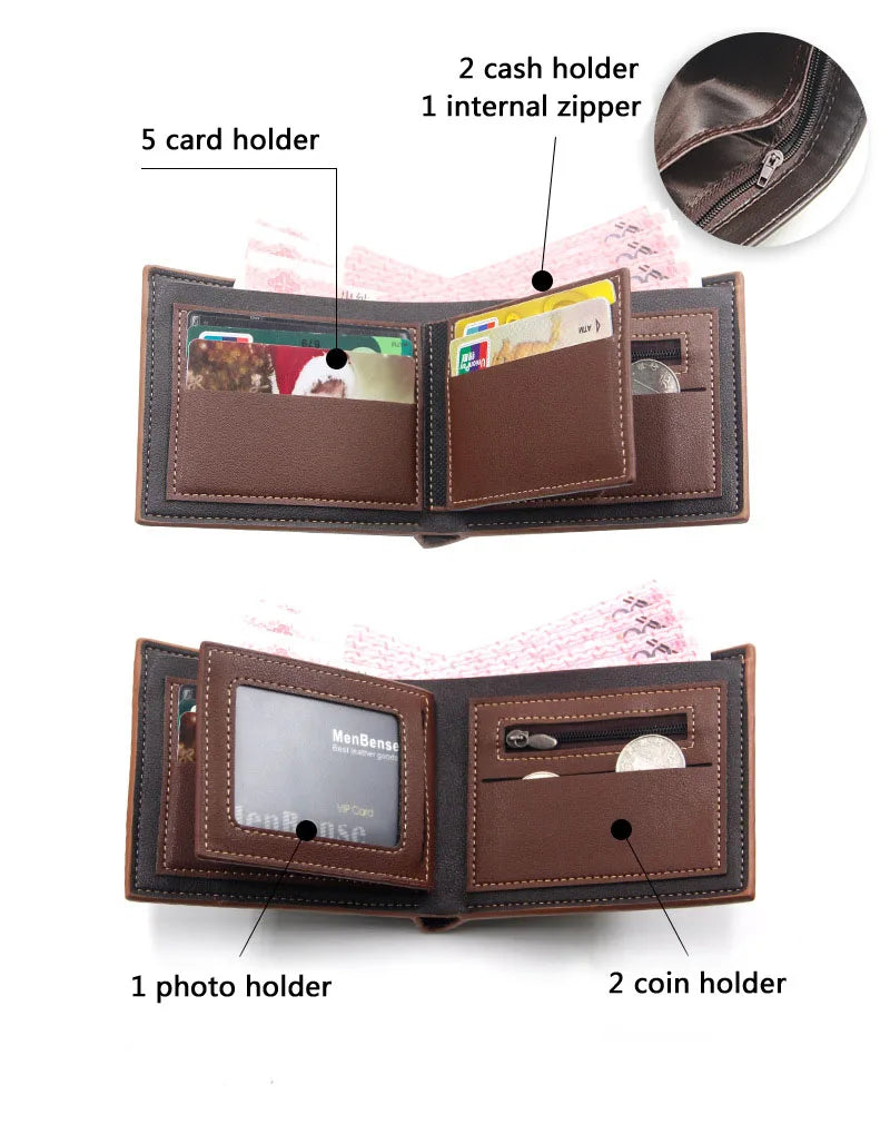 Portefeuilles Courts pour Hommes, Porte-Monnaie Fin Classique, Porte-Photo, Petit Portefeuille Masculin, Porte-Cartes de Qualité, Portefeuilles en Cuir Givré pour Hommes