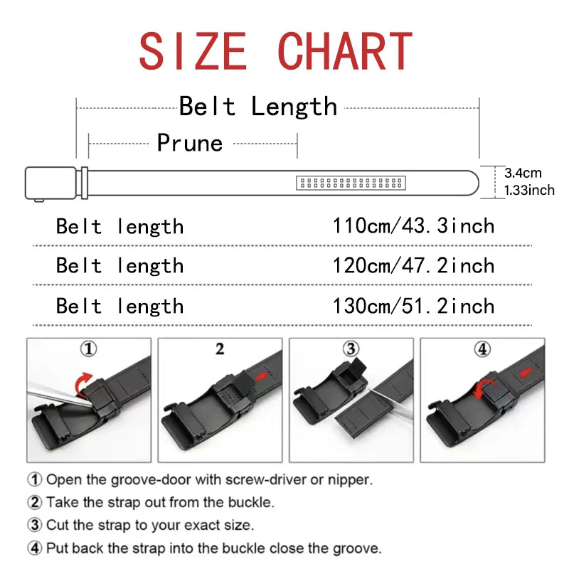 Cinturón mojado automático para hombre, cinturón de lujo negro, alta calidad, 110cm, 120cm, 130cm
