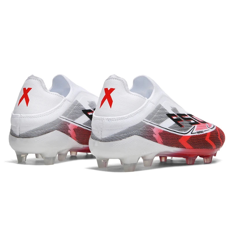 Chaussures de Football FG Homme Microfibre Montantes Sans Lacets — Niveau Avancé, Pelouse EU 34–46