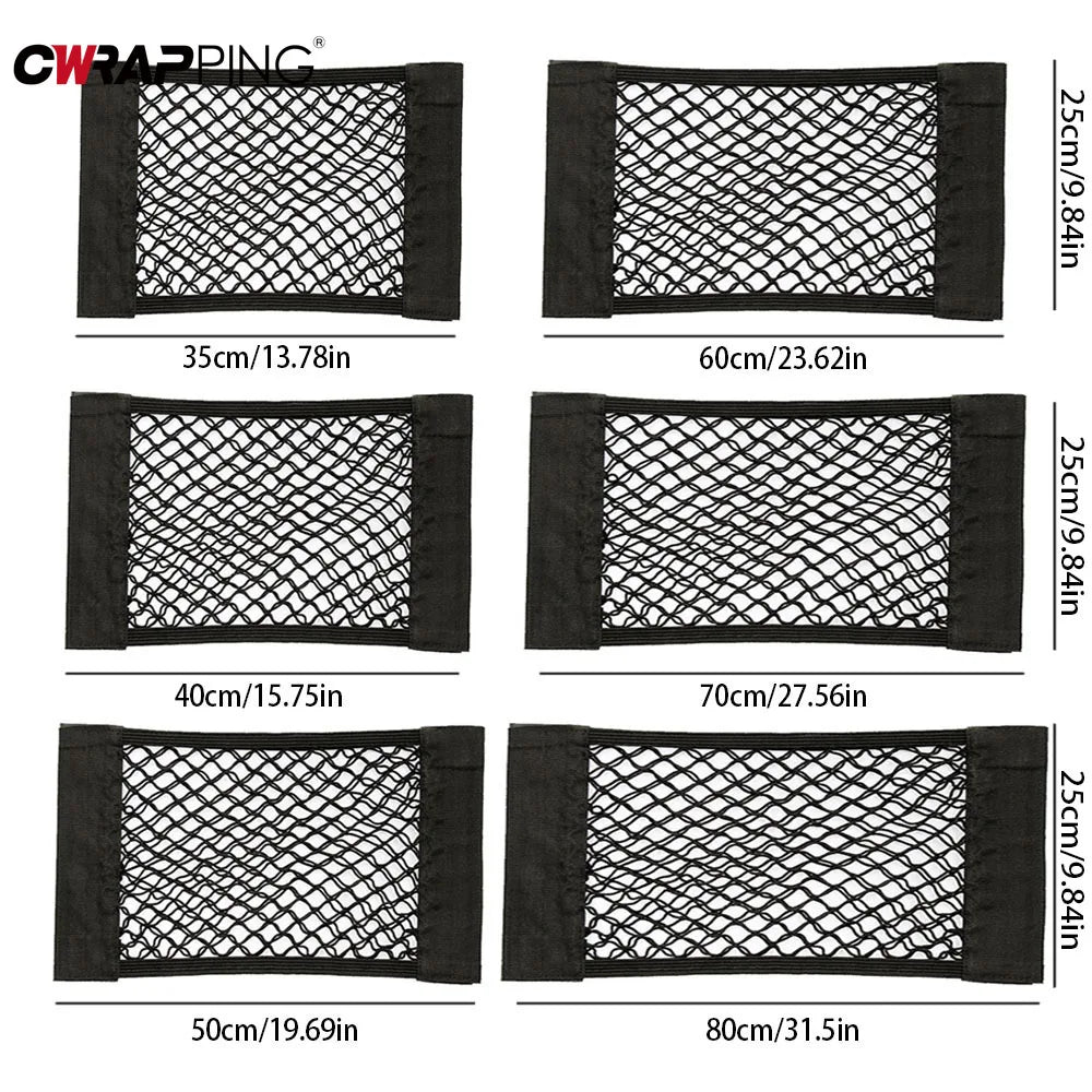 Sac de rangement pour coffre de voiture, filet en nylon, organisateur de coffre arrière de voiture, filet à bagages élastique, poche, fournitures pour véhicules
