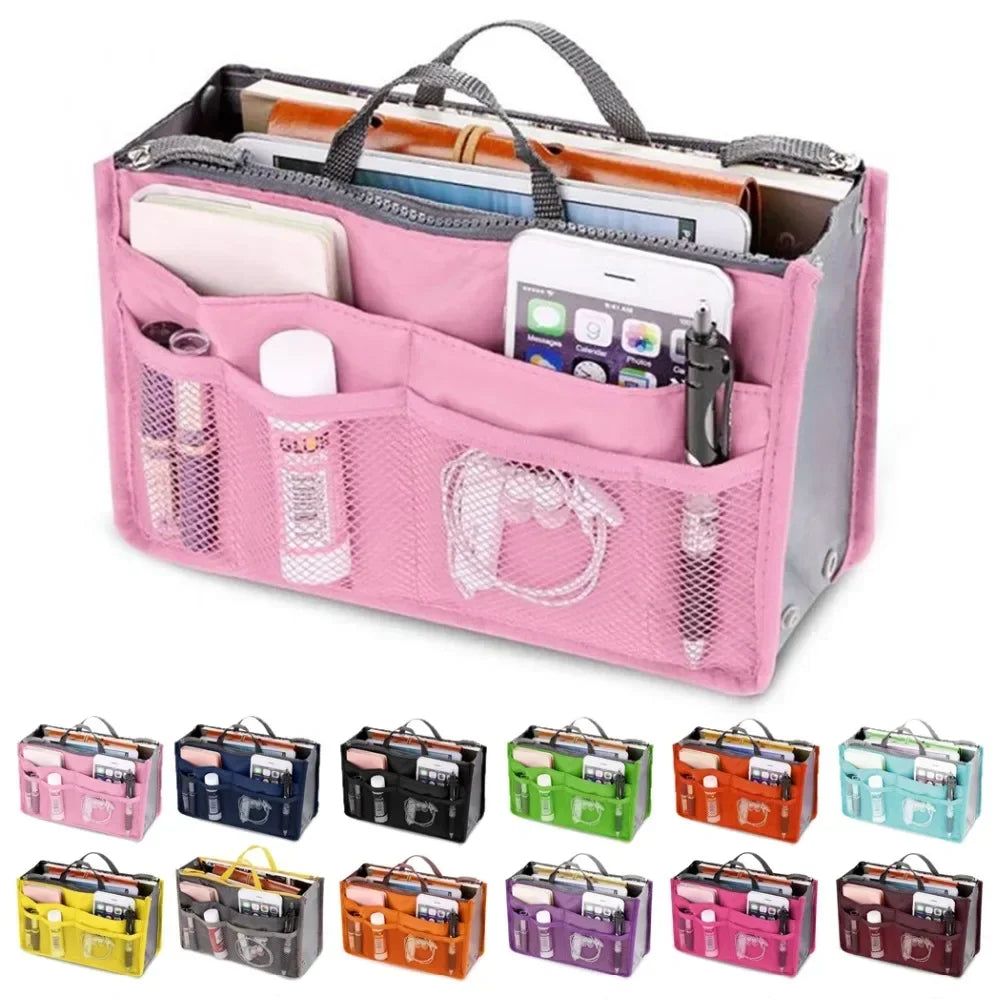 Bolsa de almacenamiento de cosméticos para mujer, organizador de viaje de nailon, bolso de mano plegable, gran capacidad, bolsa de almacenamiento de maquillaje