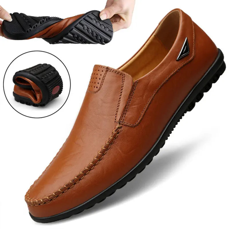 Men's Casual Shoes Genuine Leather Luxury Brand Designer Loafers 2025 Slip-on Black Driving Shoes Zapatos Casuales