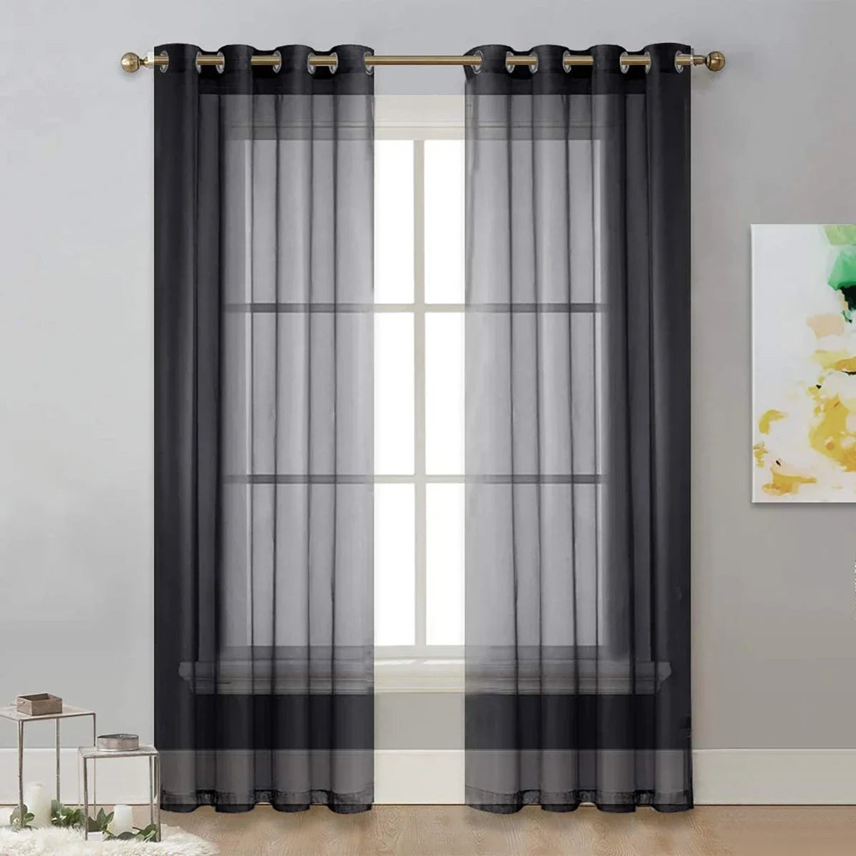 Rideau transparent moderne de couleur unie, rideaux de fenêtre pour salon, chambre à coucher, maison, haut à œillets pour écran de fenêtre français, 1 pièce