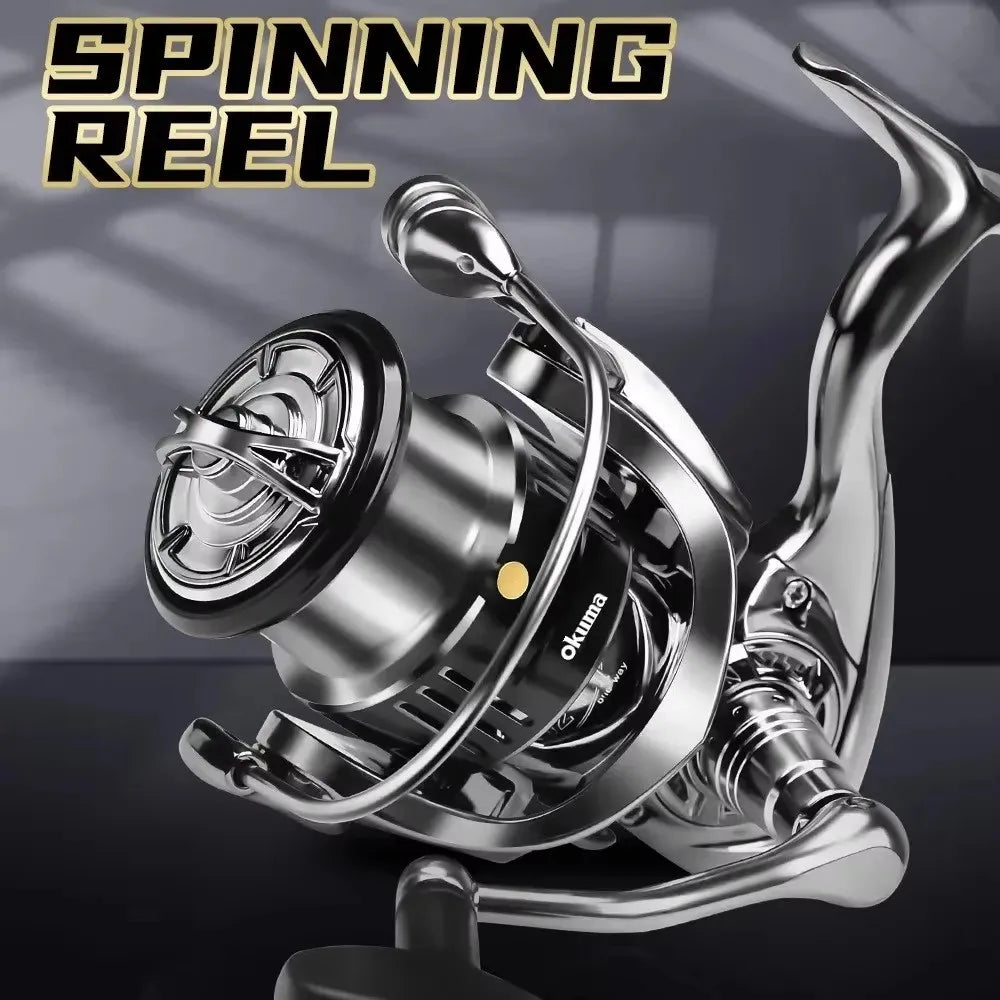 OKUMA-Moulinet spinning original en métal, adapté à toutes les espèces de poissons, adapté à l'eau salée et l'eau douce