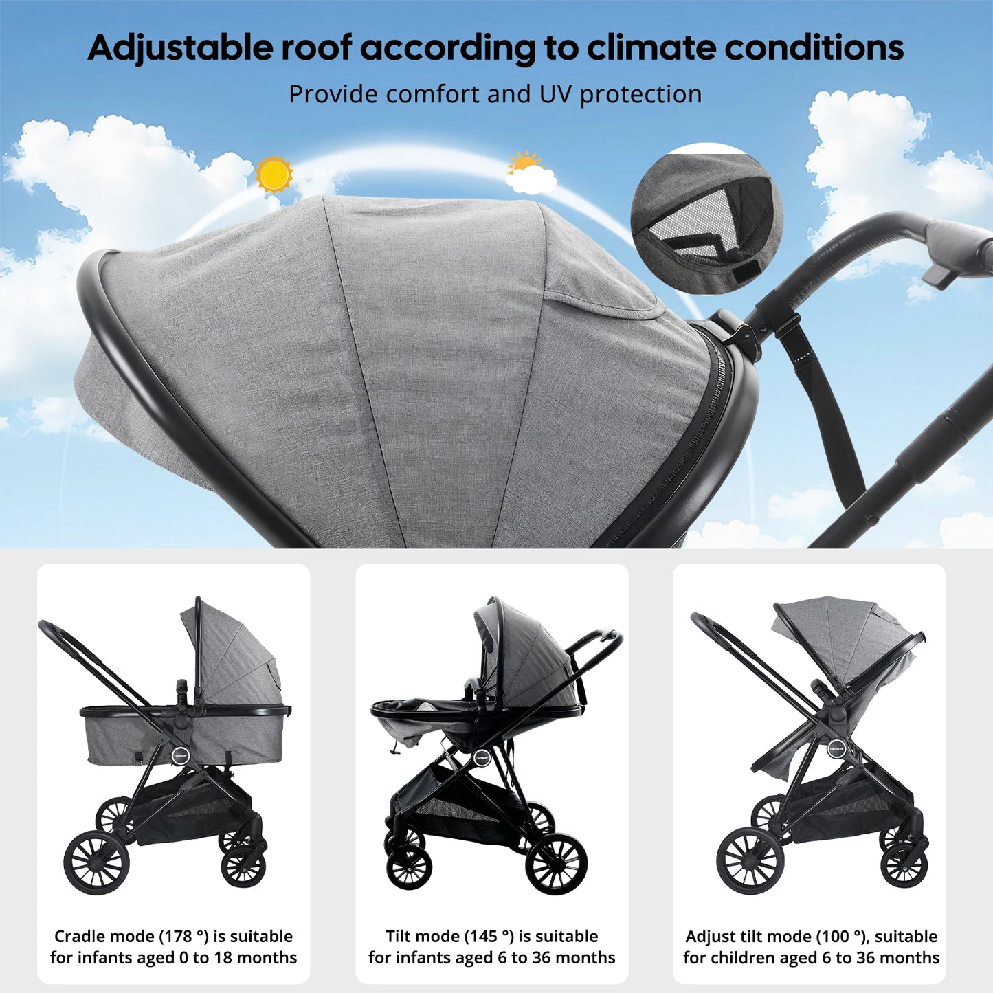 Cochecito alto para bebés, cochecito 2 en 1 para recién nacidos, cochecito plegable para exteriores, empuje bidireccional, regalo de Navidad