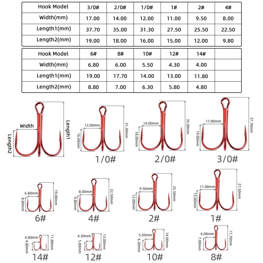 Hameçons triples de pêche aiguisés blancs, matériel de pêche au poisson, outils et accessoires, 10 pièces/boîte