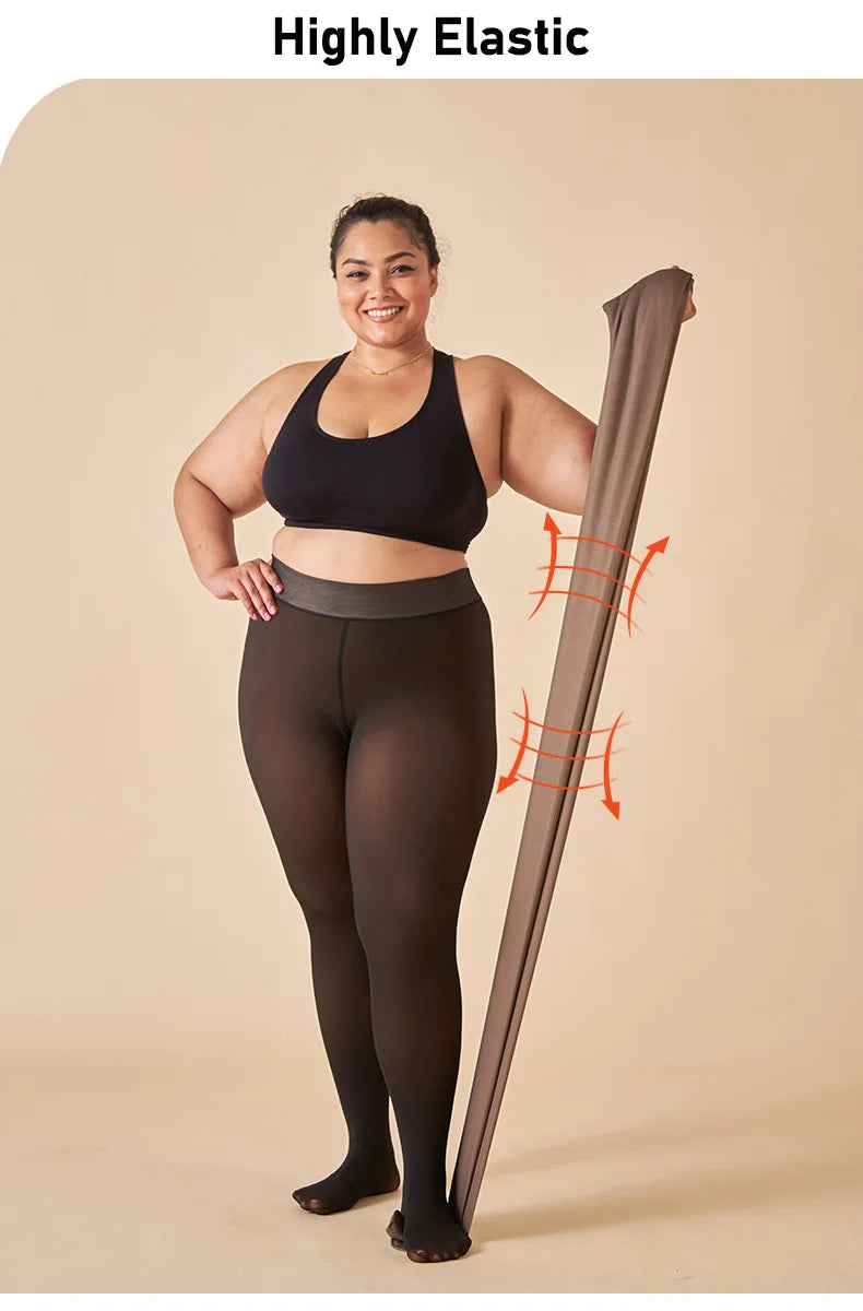 Collants thermiques épais pour femmes, collants translucides, bas thermiques, taille haute, élastique, mince, sexy, velours, sourire, leggings, hiver