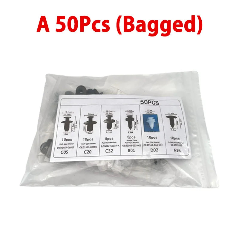 Kit de fixation de panneau de garniture de porte de pare-chocs de voiture, clip de fixation automatique mixte, poussoir de carrosserie, retenue, goupille, rivet, clips de voiture, emballage de boîte ou de sac