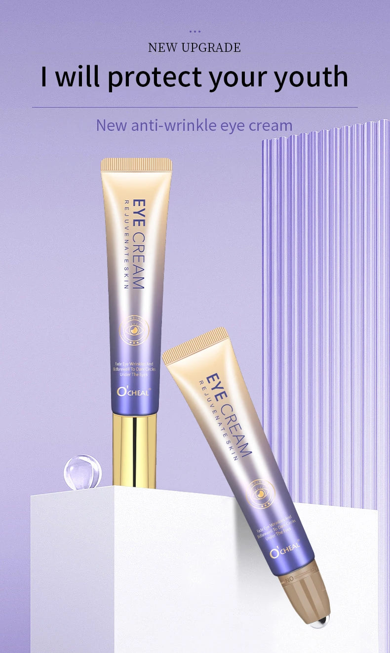 O'CHEAL – Crema antiarrugas para ojos con bola rodante, secado rápido, hidratante, ácido hialurónico, suero refrescante para ojos, atenúa las líneas finas