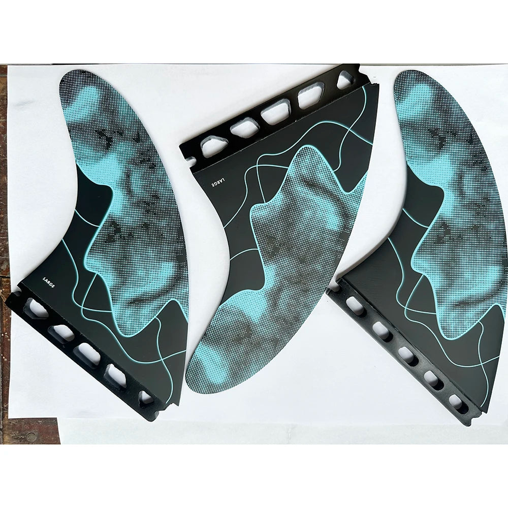 Aletas de propulsor de surf de carbono tipo nido de abeja y aletas de tabla de surf de fibra de vidrio en Surf AM2 DHD Techflex SuperE Rasta FINS Jordy