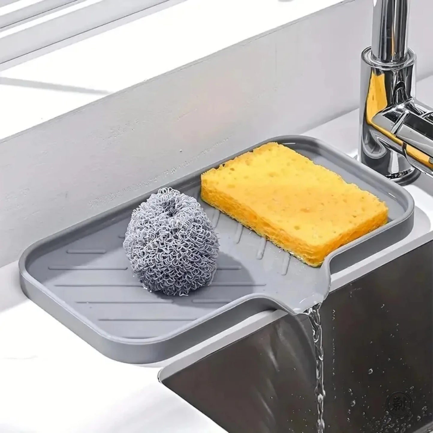 Plateau d’Évier en Silicone avec Vidange — Support Éponge & Savon Cuisine