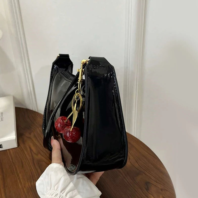 Sac à Main Cuir PU Femme — Pendentif Cerise Bandoulière Décontracté