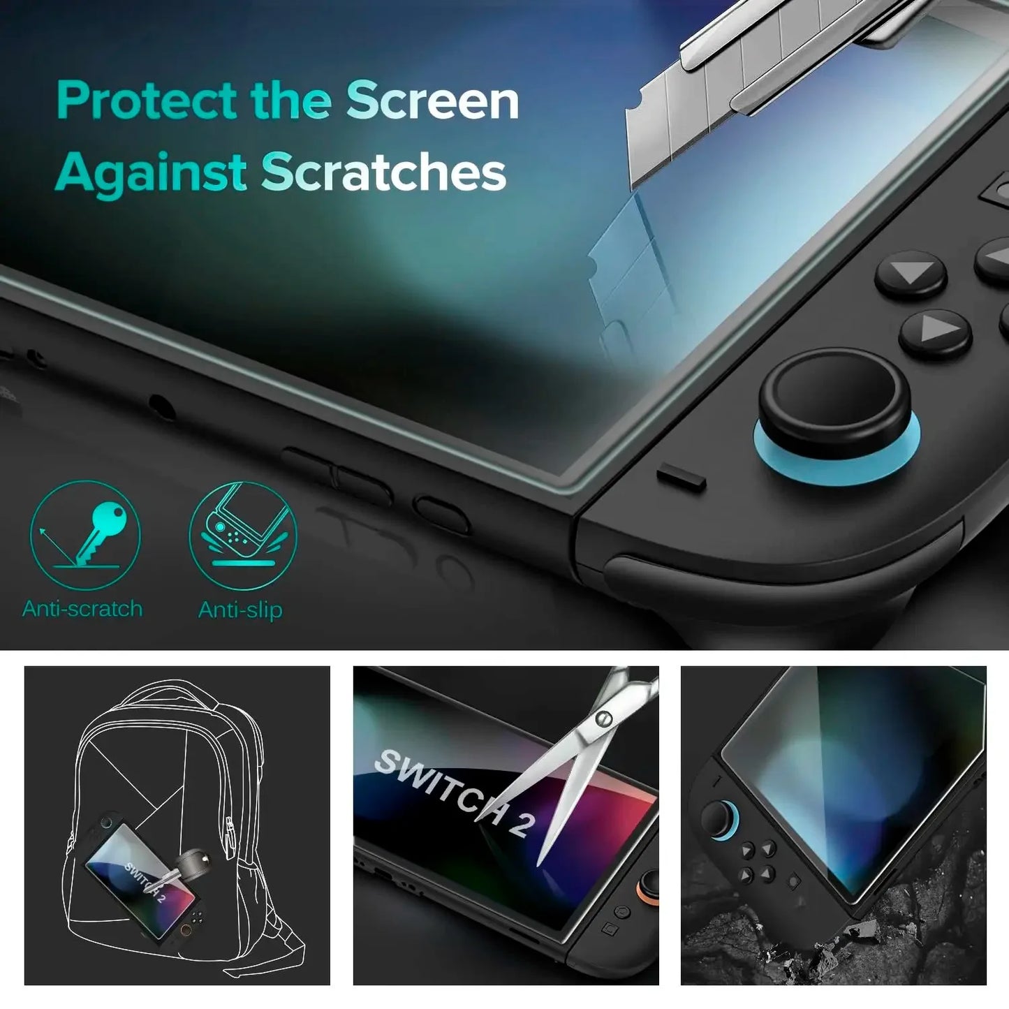 Protector de pantalla de cristal templado HD NS2 para Switch 2, protector de pantalla transparente antiarañazos para New Switch 2 2025
