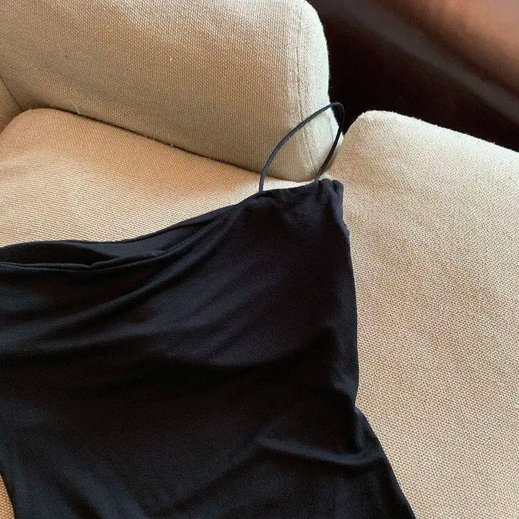 Débardeur plissé sans manches pour femme, coupe ajustée, style sexy, court, avec fines bretelles, couleur unie, simple et tendance