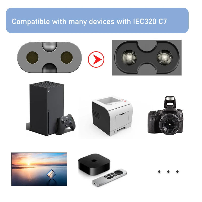 EU power cord European EU power cord Non-polarized IEC-320-C7 to CEE 7/16 AC power cable for DJI Mavic Air 2/2S PS4 PS5 Xbox TV