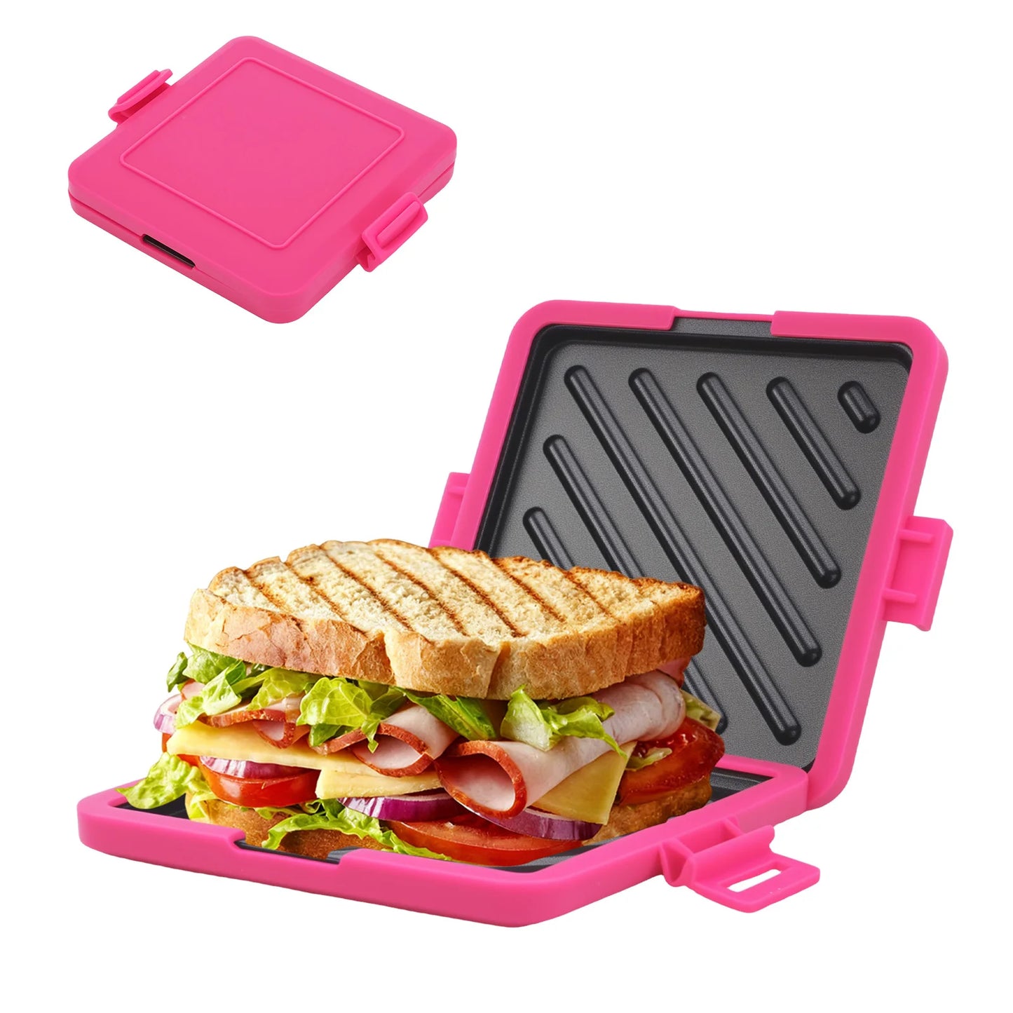 Machine à petit-déjeuner à sandwich micro-ondes, design compact, peut fabriquer des sandwichs, des toasts du petit déjeuner, des hot-dogs - comprenant des livres de recettes