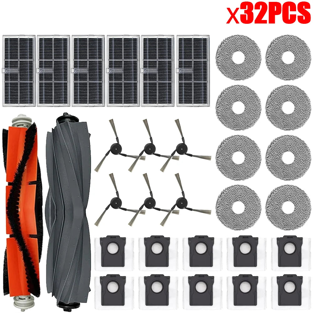 Accessoires pour aspirateur robot — sacs à poussière, vadrouille, brosses latérales, filtres HEPA, pièces de rechange