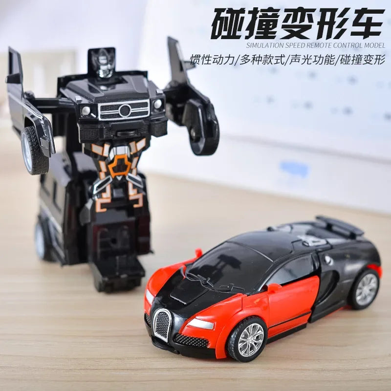 Voiture jouet à changement de forme à impact inertiel pour garçon, robot Autobot à changement de forme à un bouton, puzzle à changement de forme, collision