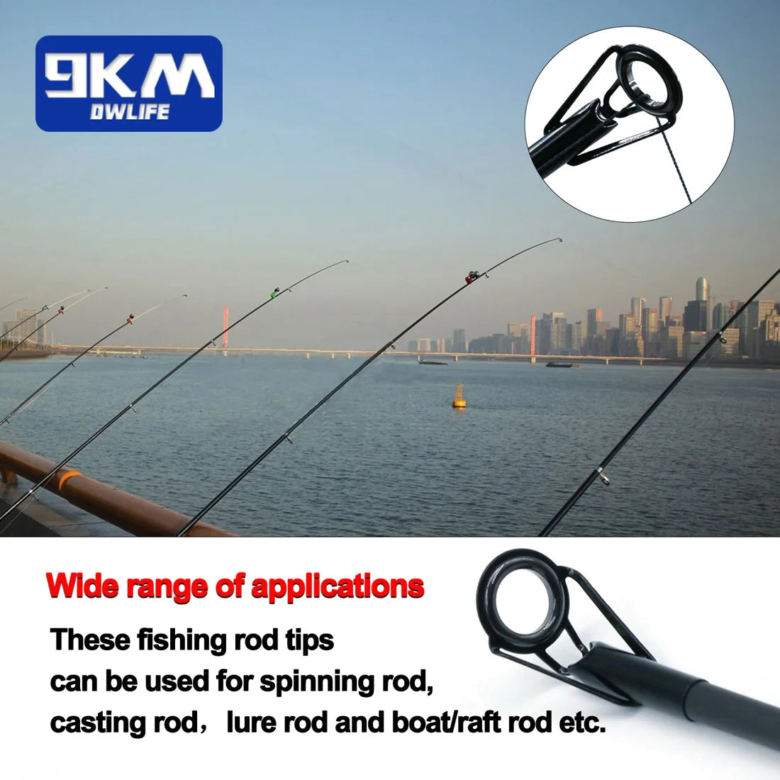 Kit de réparation de pointe de canne à pêche, Kit de remplacement de pointes de poteau, Guides en céramique en acier inoxydable, anneau de construction de canne à pêche, Kit de réparation d'œillets