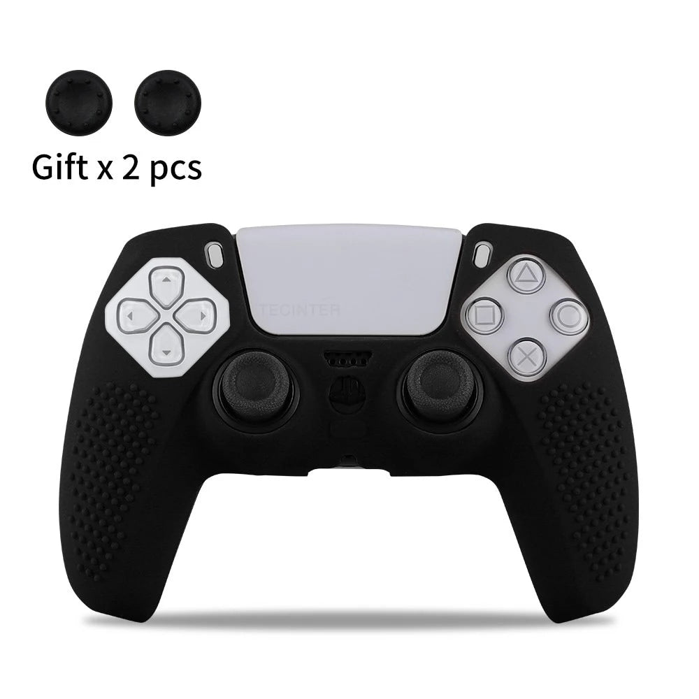 Housse de protection en silicone pour manette de jeu Slim — étui en caoutchouc antidérapant avec capuchons de poignées de pouce